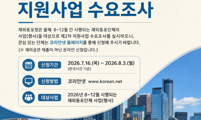 재외동포단체 지원사업 신청 접수…8월3일 마감